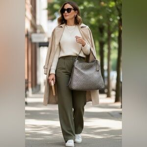 Coach Gray Signature Bag Phoebe Carryall 
Shoulder Leather and Canvas